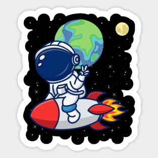 Astronaut ride a Rocket Sticker